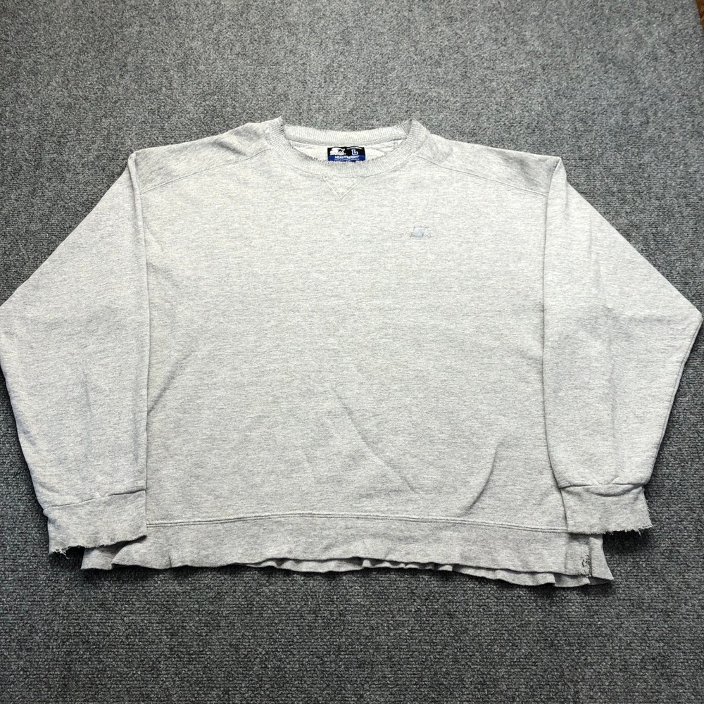 Starter PRO80 Heavyweight Sweatshirt Mens Large Gray Distressed Crew Neck